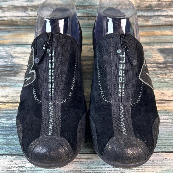 Merrell Arabesque Zip Up Shoes Flats Womens Size 6M Black Gold Leather Sneakers - Picture 4 of 11